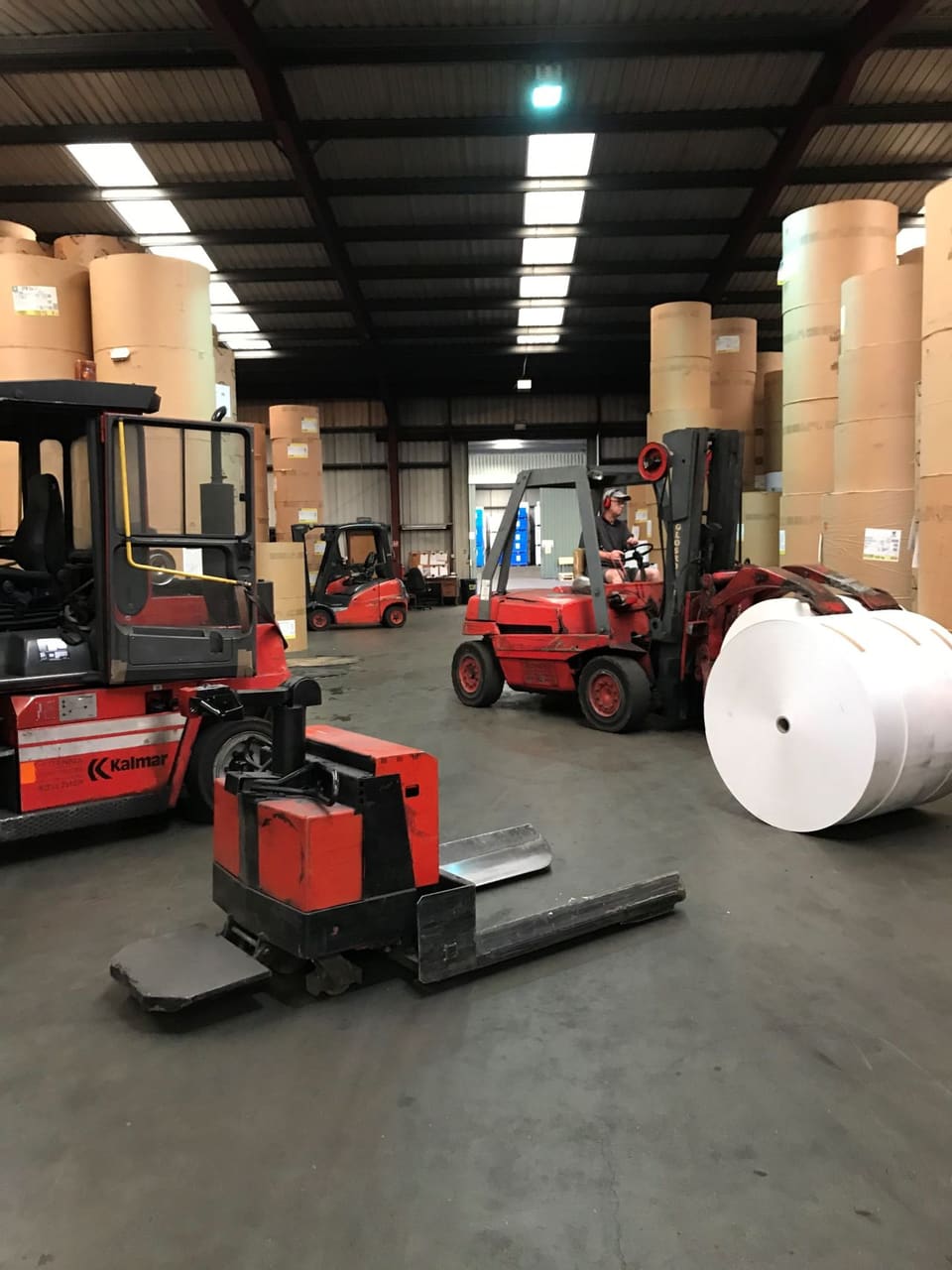 Scalderhurst warehouse fleet with paper reels in stock