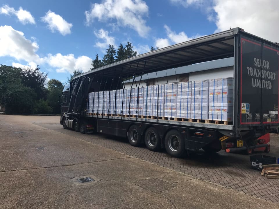 Fully loaded lorry ready for international export