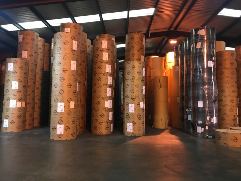 Boards stacked in the warehouse ready for dispatch